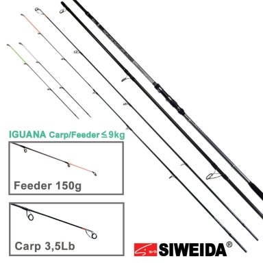 Carp/feeder Siweida „IGUANA” CARP 3.90m 3.5LB; Feederis iki 150g
