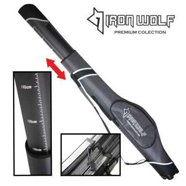 Iron Wolf pusiau kietas dėklas meškerėms.,2 skyrių+kišenė.,KEIČIAMO ILGIO iki 175cm Iron Wolf pusiau kietas dėklas meškerėms.,2 skyrių+kišenė.,KEIČIAMO ILGIO iki 175cm