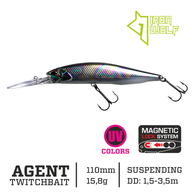 Vobleris Iron Wolf „AGENT” DRSP 110mm 1.5-3.5m 15.8g E14
