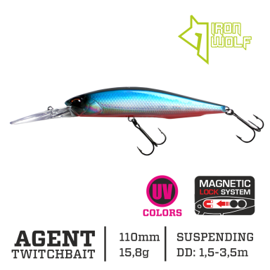 Vobleris Iron Wolf „AGENT” DRSP 110mm 1.5-3.5m 15.8g K12