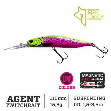 Vobleris Iron Wolf „AGENT” DRSP 110mm 1.5-3.5m 15.8g P37