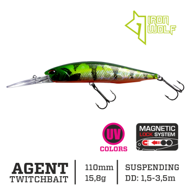 Vobleris Iron Wolf „AGENT” DRSP 110mm 1.5-3.5m 15.8g PR5