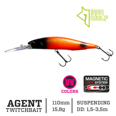 Vobleris Iron Wolf „AGENT” DRSP 110mm 1.5-3.5m 15.8g Z98