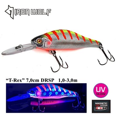 Vobleris Iron Wolf „T-REX” DRSP 70mm 1.0-3.0m 10.0g B