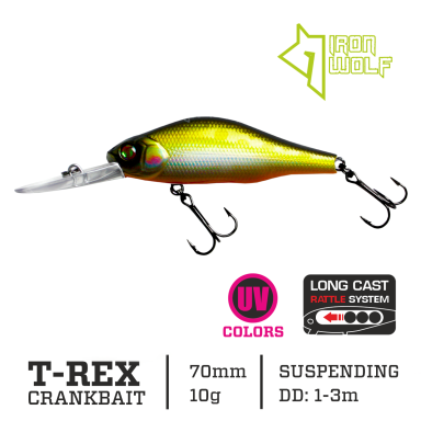 Vobleris Iron Wolf „T-REX” DRSP 70mm 1.0-3.0m 10.0g K16