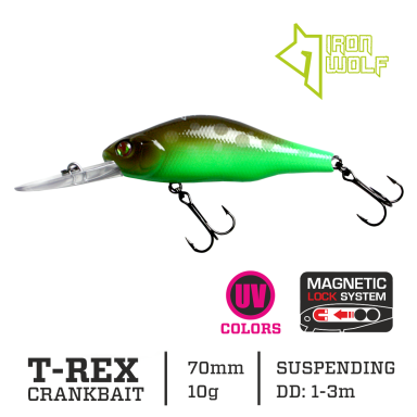 Vobleris Iron Wolf „T-REX” DRSP 70mm 1.0-3.0m 10.0g M56